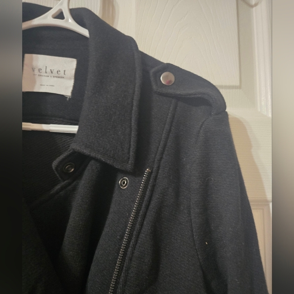 Velvet by Graham & Spencer Manthis French Terry Moto Jacket, Black, EUC! - Picture 6 of 13